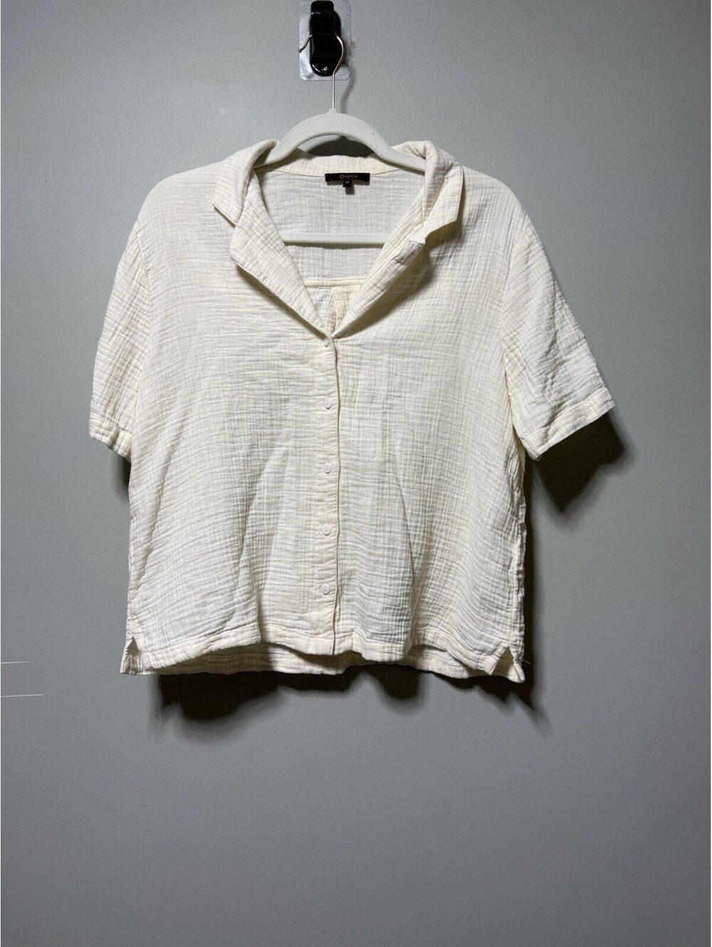 Quince Organic Cotton Gauze Short Sleeve Shirt Vintage Cream M